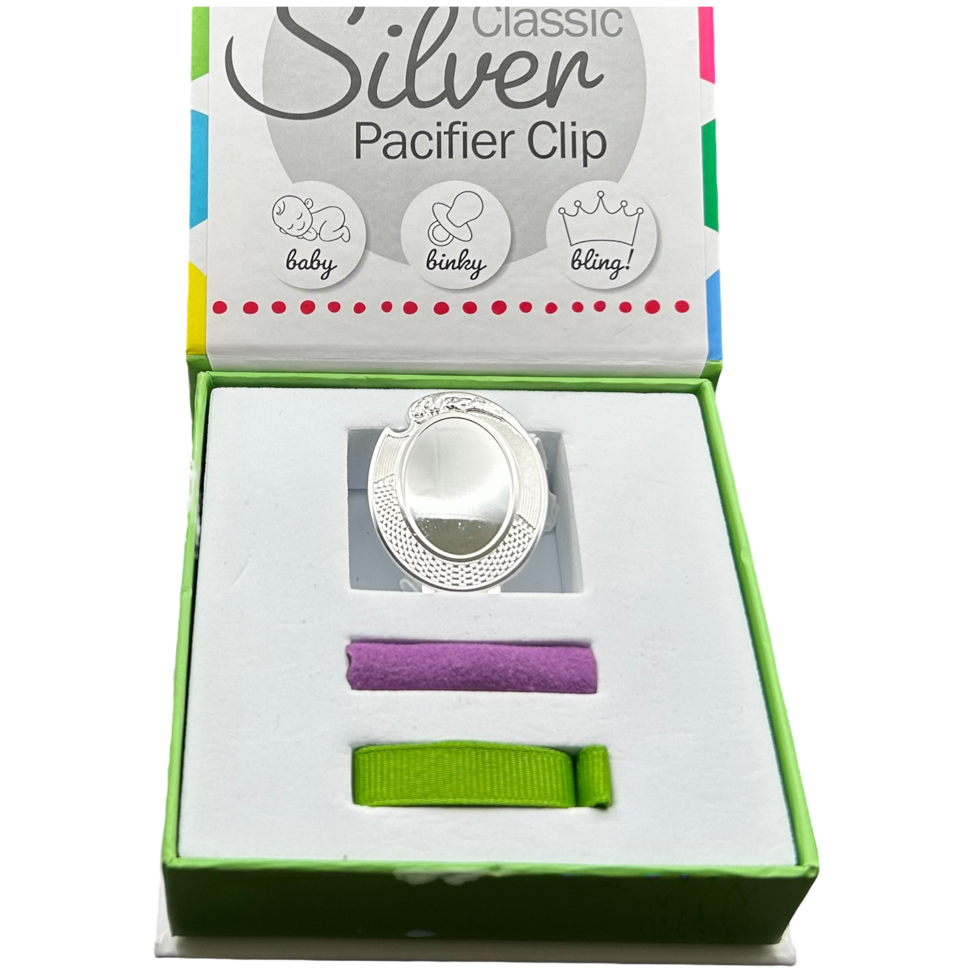 "Archie" Silver Pacifier Clip - Melonbug