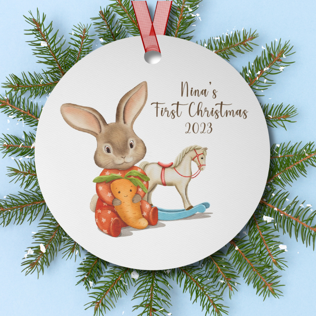 Baby's First Christmas - Personalized Christmas Ornament with Birth Stats - Melonbug