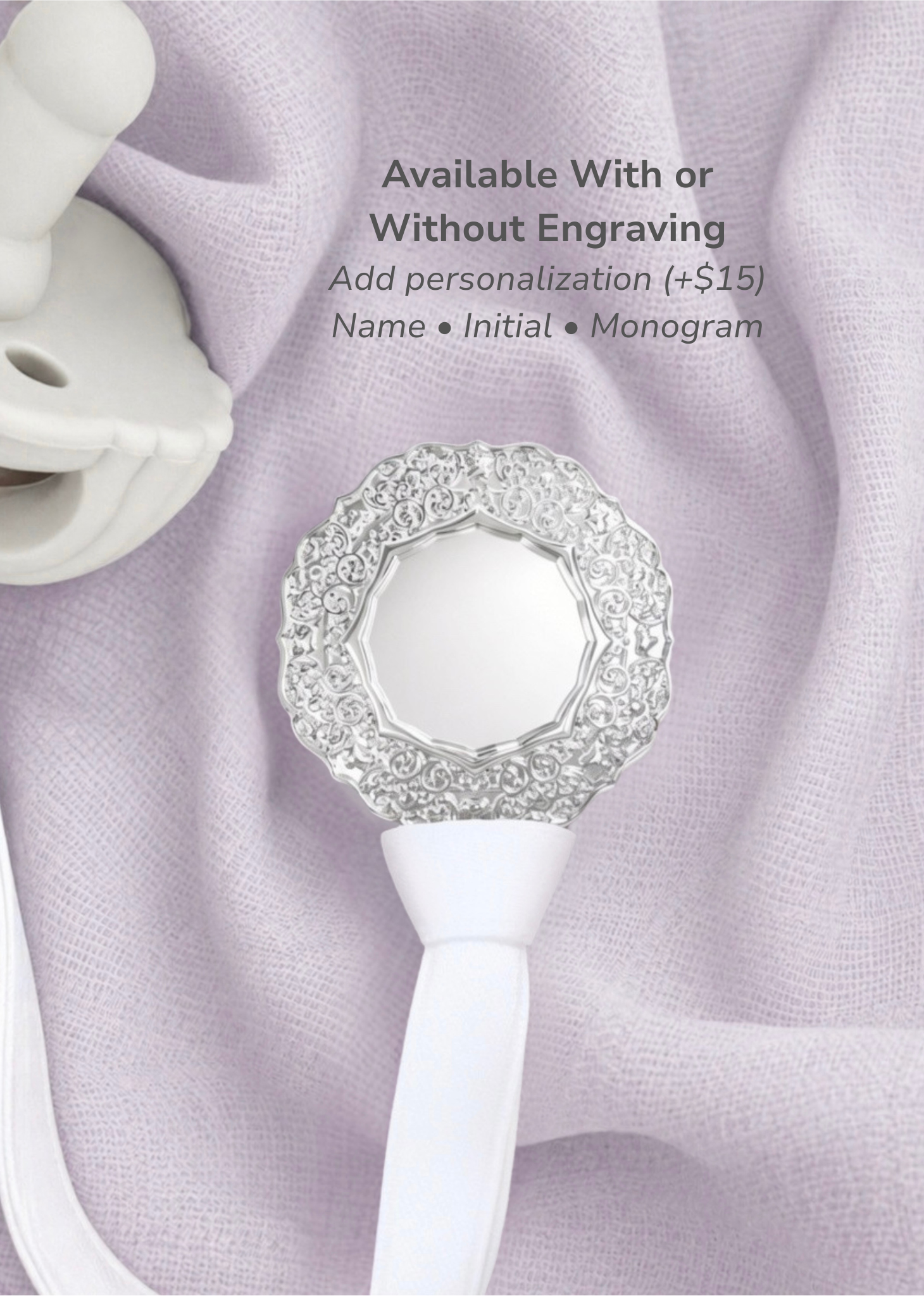 Eleanore Silver Pacifier Clip