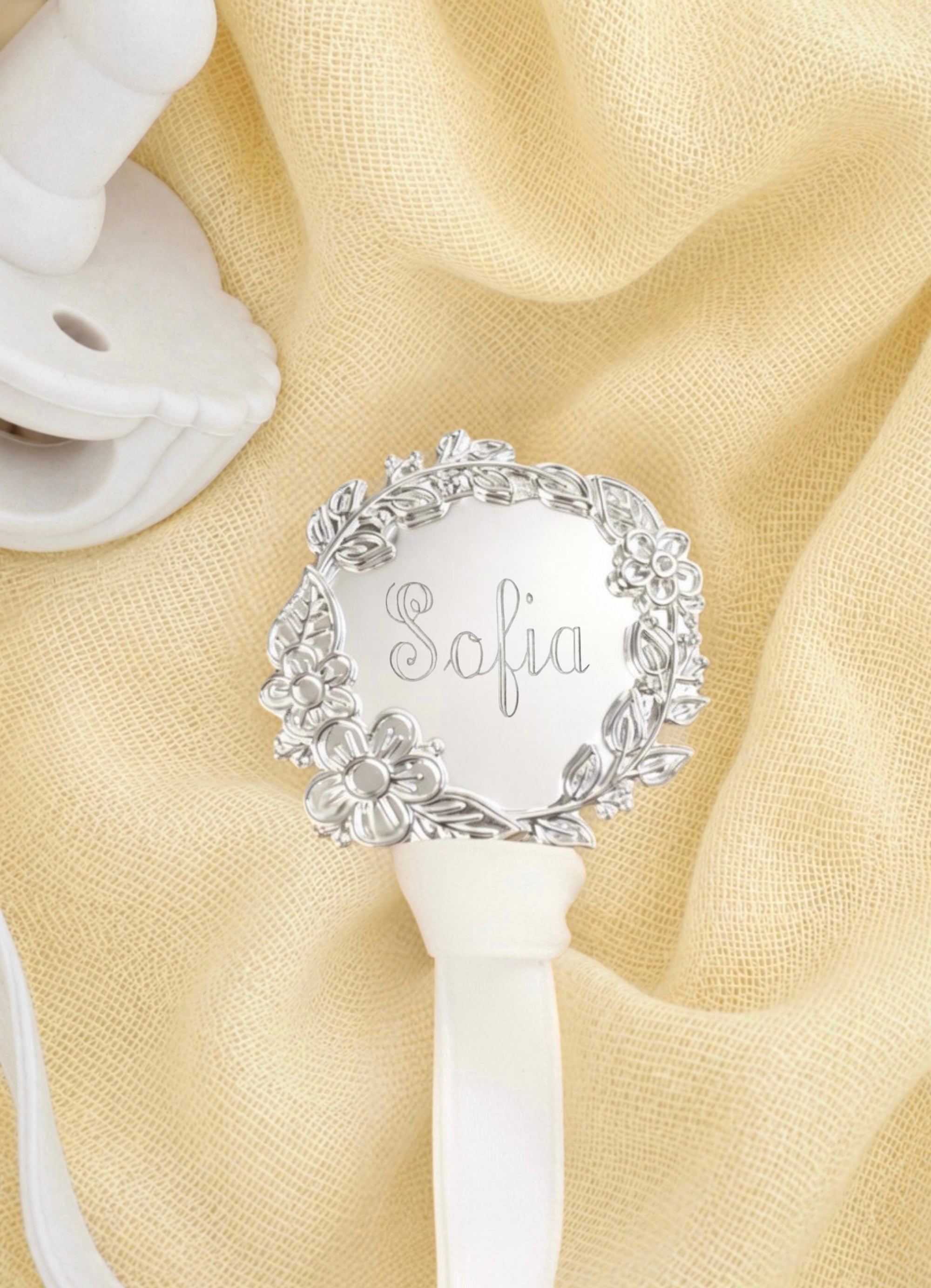 Lillian Silver Pacifier Clip