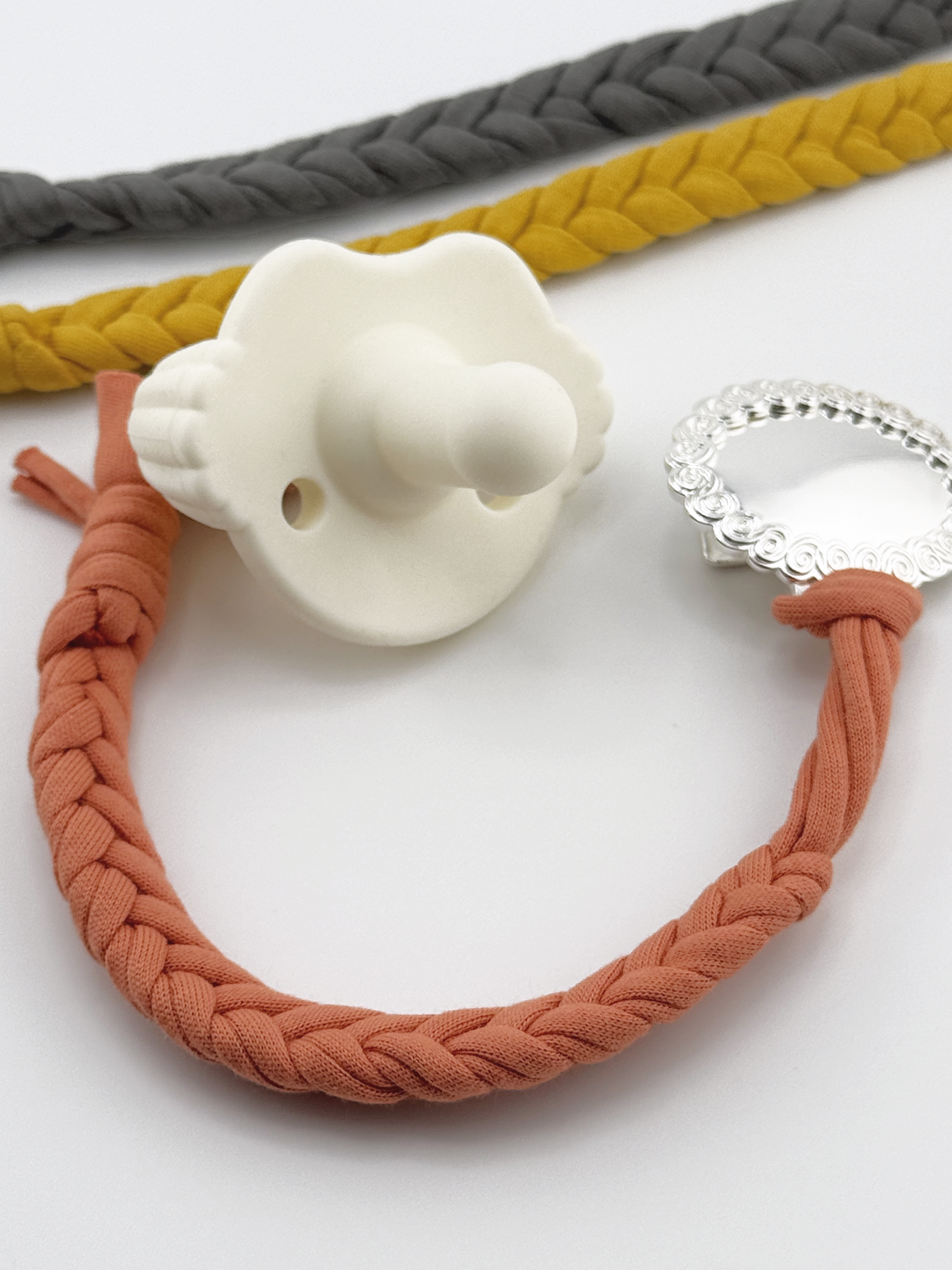 Earthy Elegance - Set of 3 Braided Cotton Pacifier Ties - Melonbug