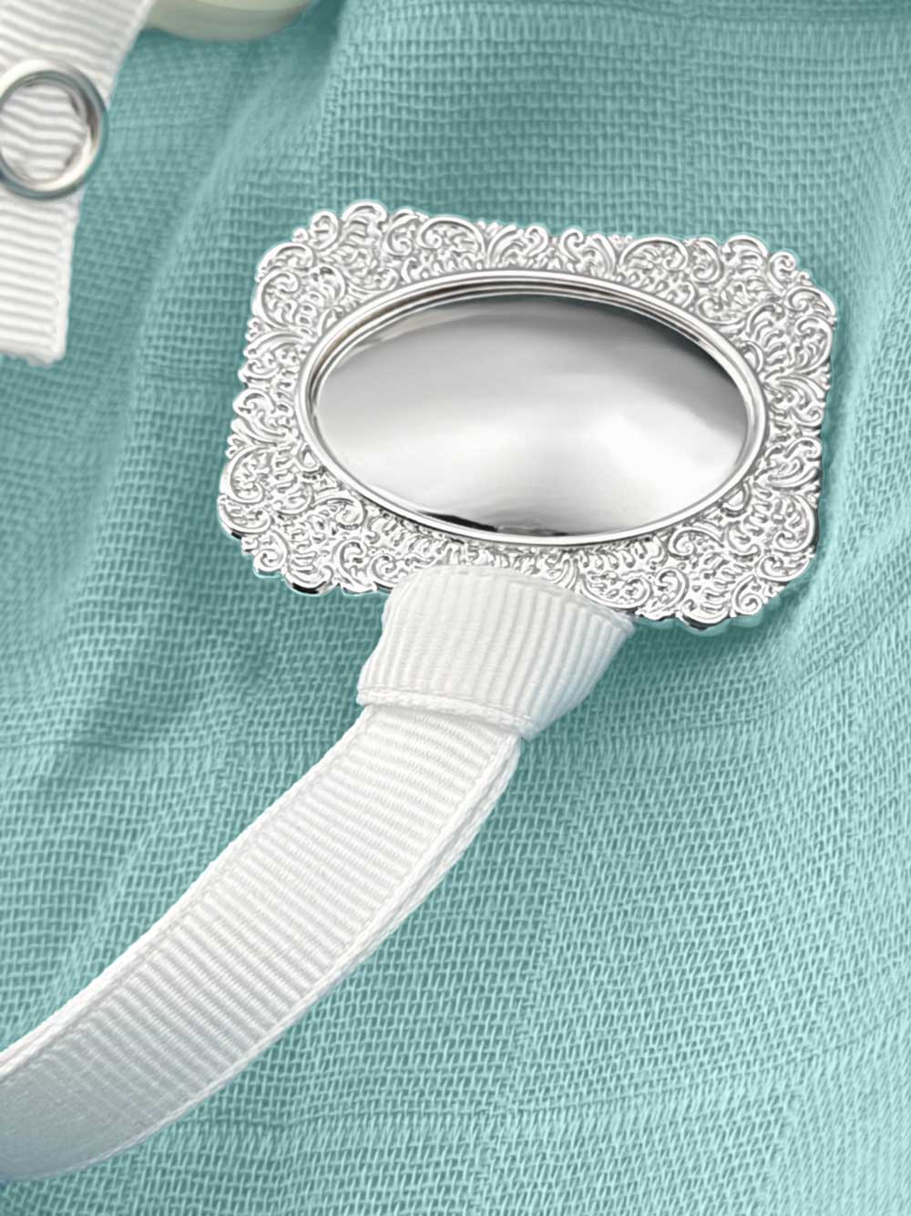 "Charles" Silver Pacifier Clip - Melonbug