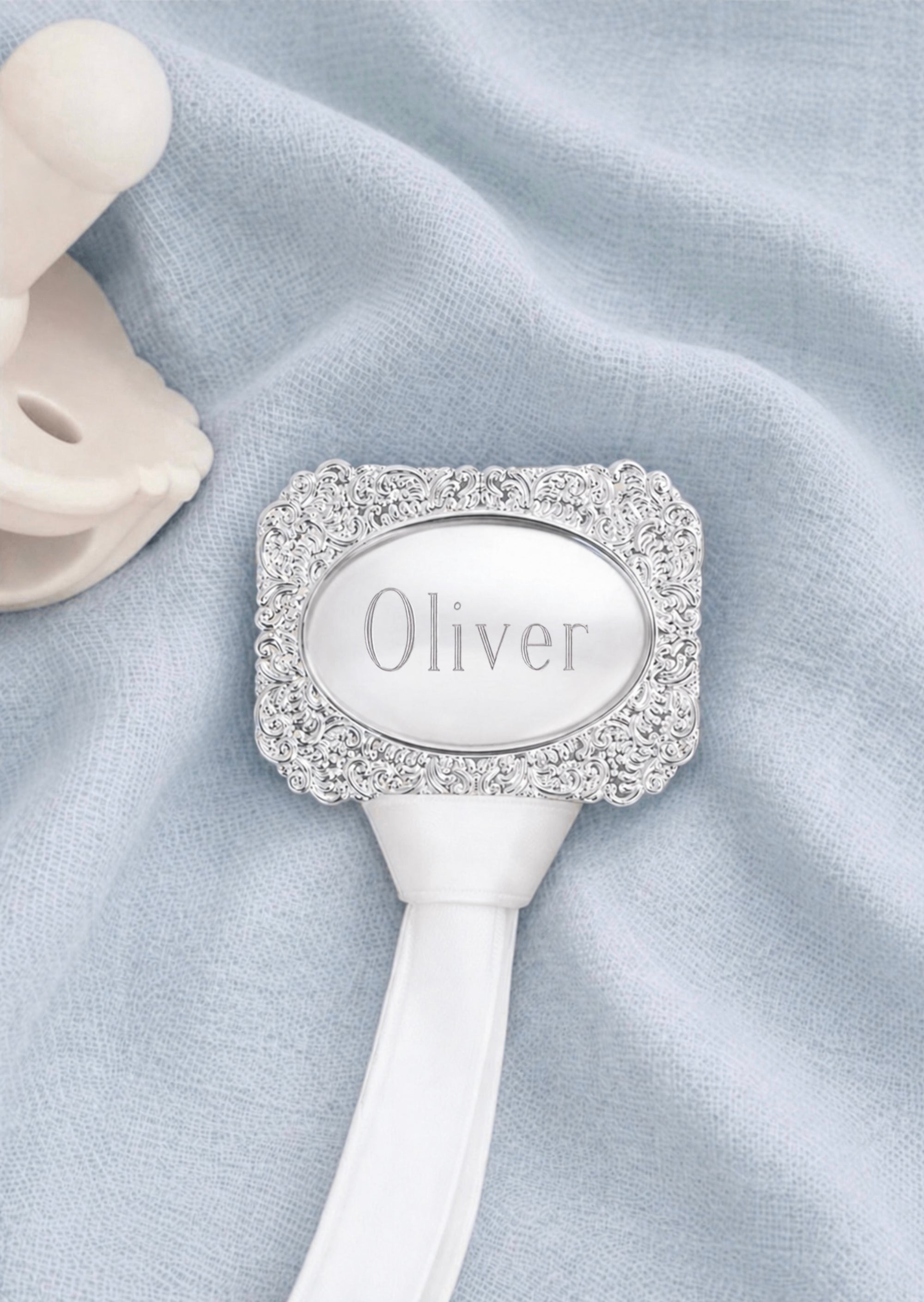 Theodore Silver Pacifier Clip