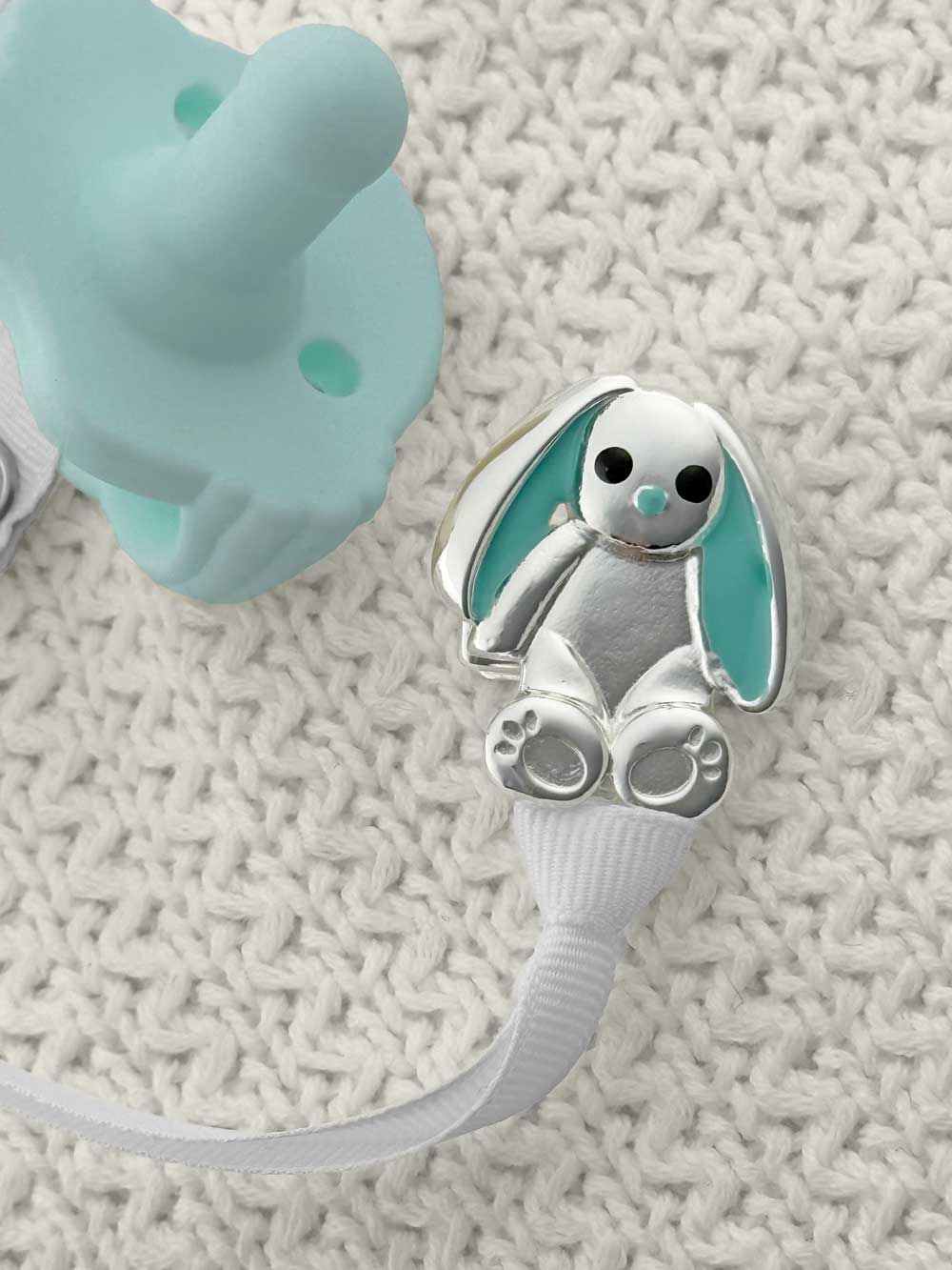 Bunny Silver Pacifier Clip - Melonbug