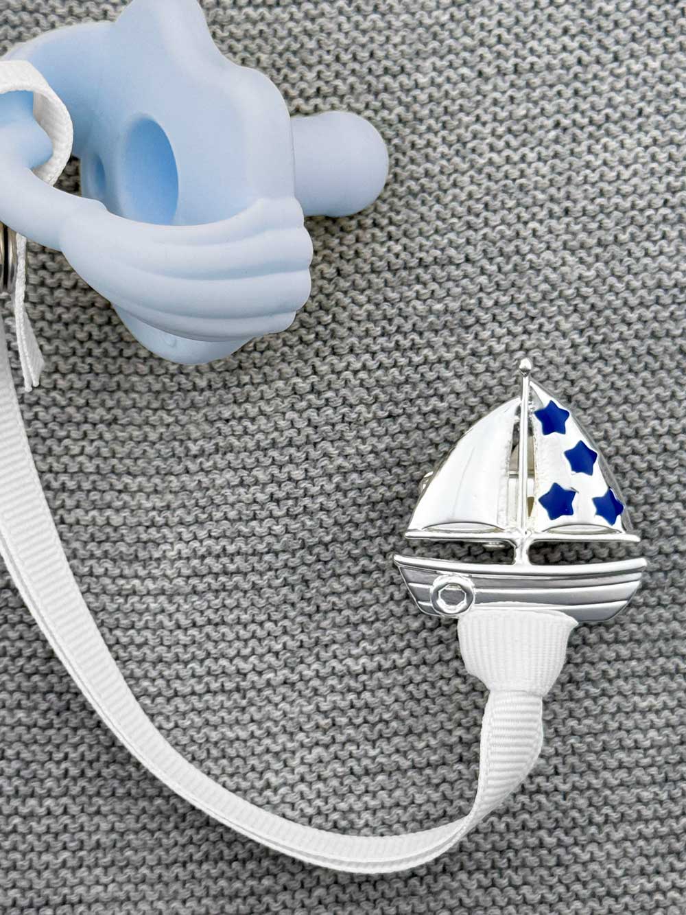 Sailboat Silver Pacifier Clip - Melonbug