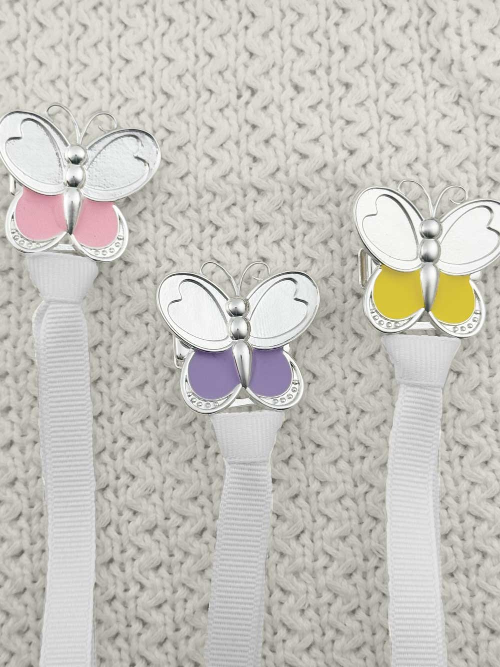 Butterfly Silver Pacifier Clip - Melonbug