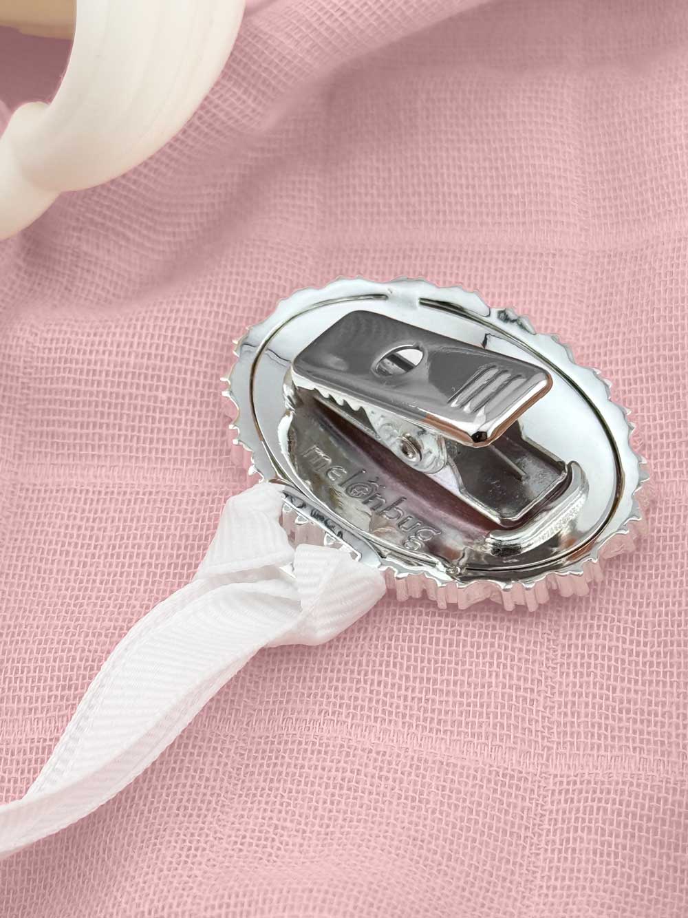 "Charlotte” Silver Pacifier Clip - Melonbug
