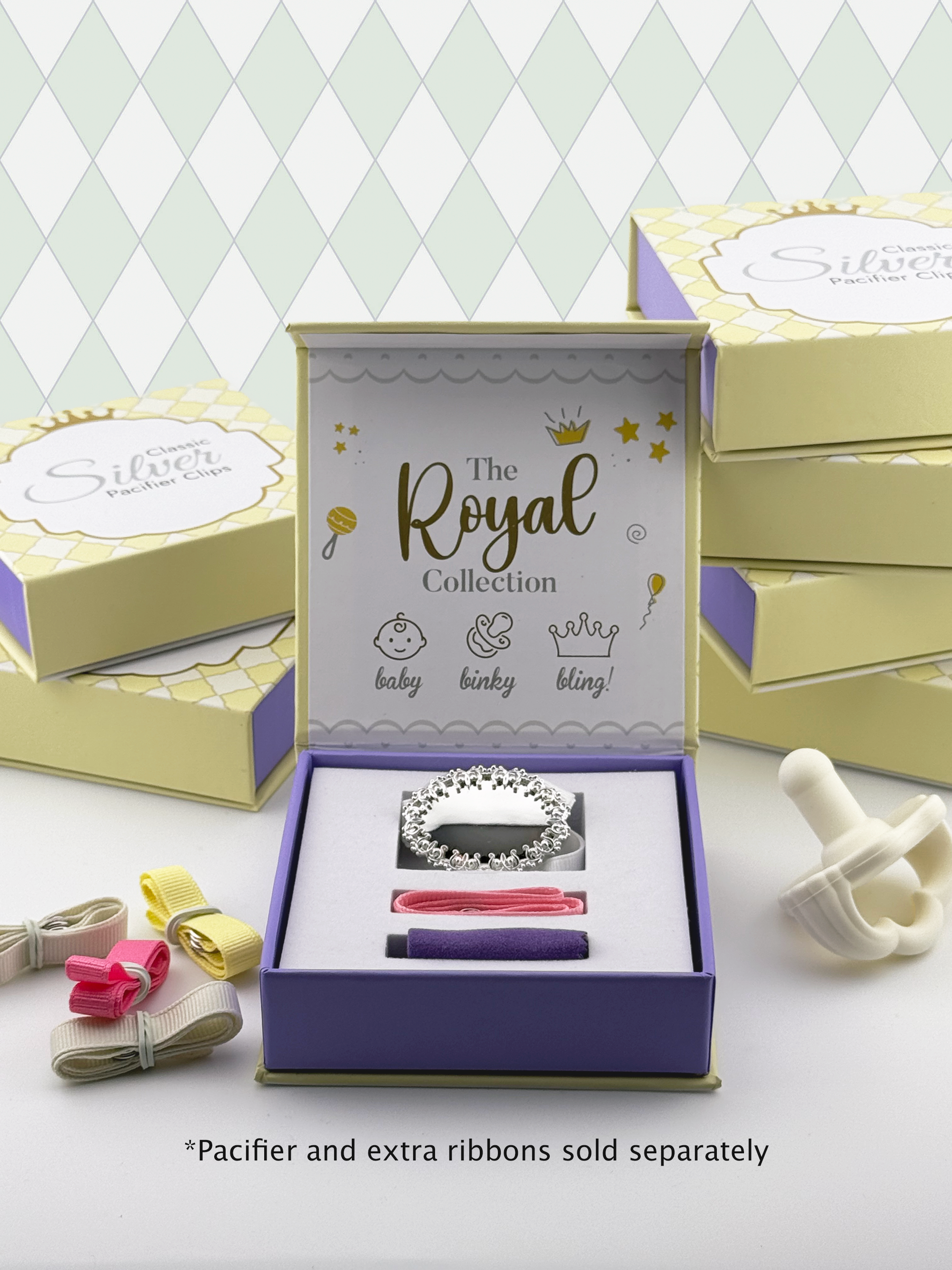 "Charlotte” Silver Pacifier Clip - Melonbug