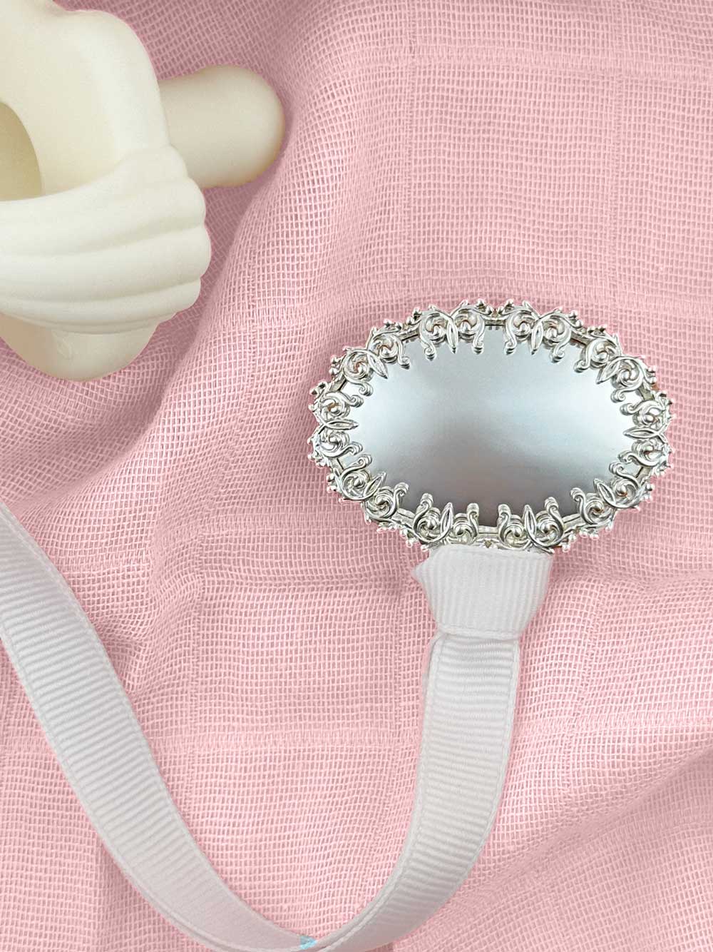 "Charlotte” Silver Pacifier Clip - Melonbug