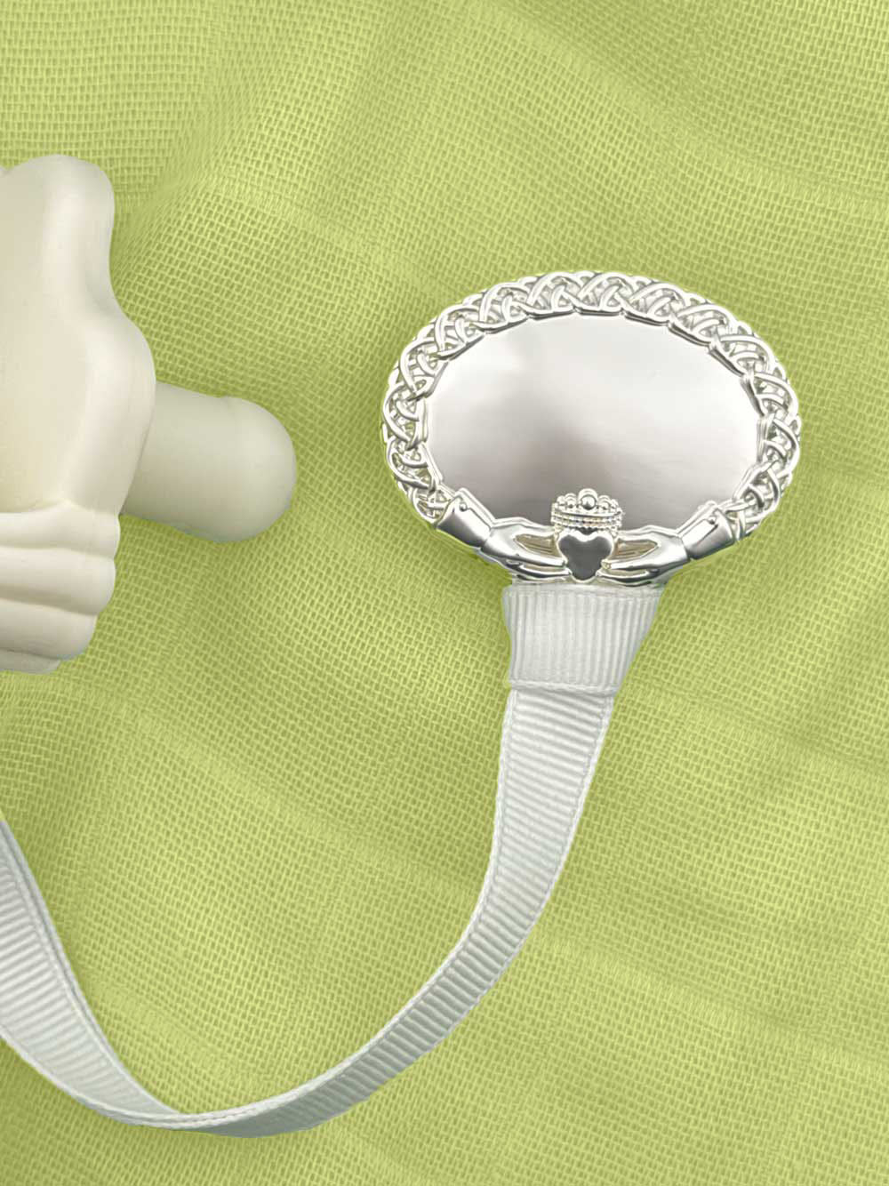 "Kate” Silver Pacifier Clip