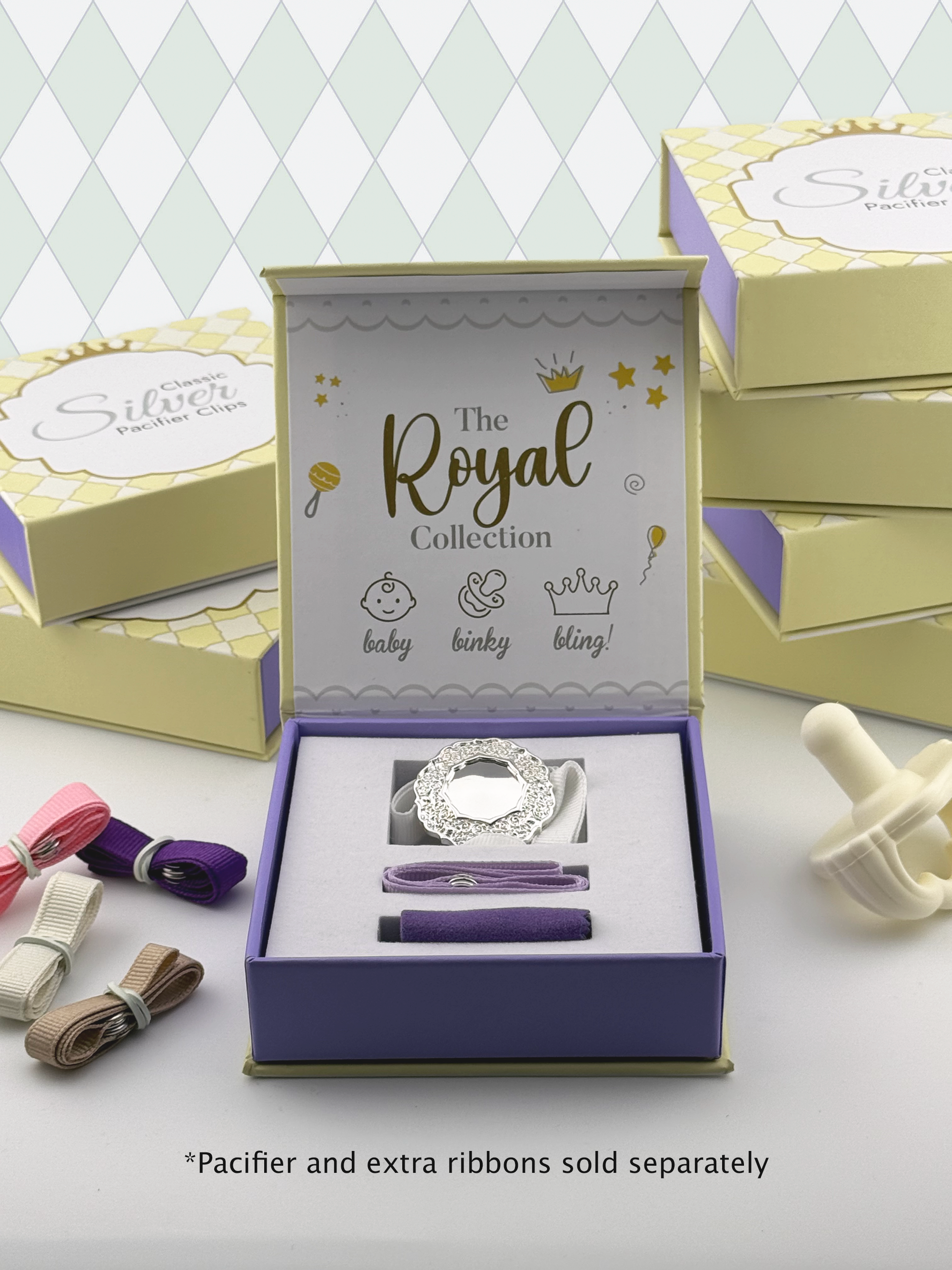 "Elizabeth" Silver Pacifier Clip - Melonbug