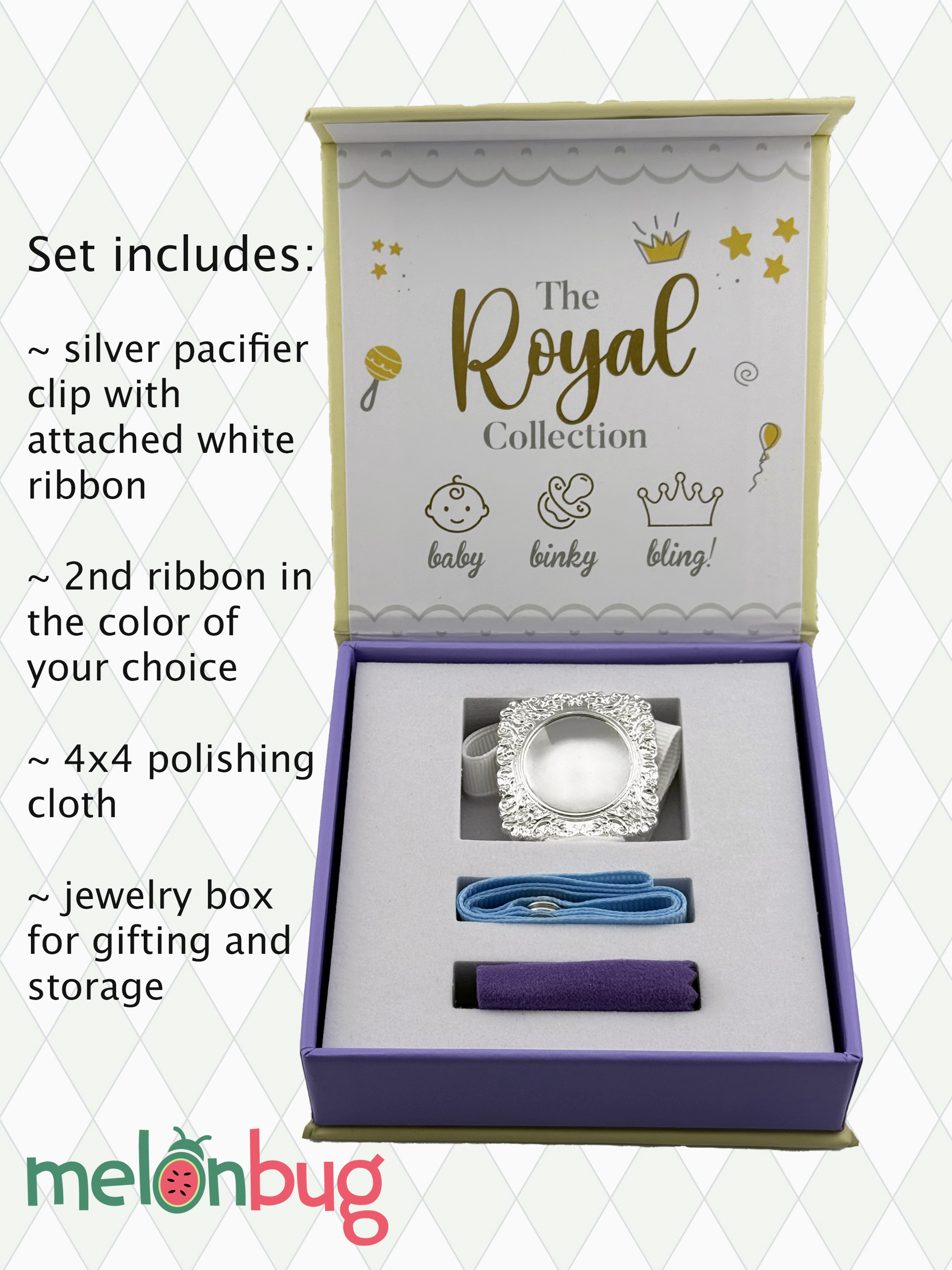 "George” Silver Pacifier Clip - Melonbug