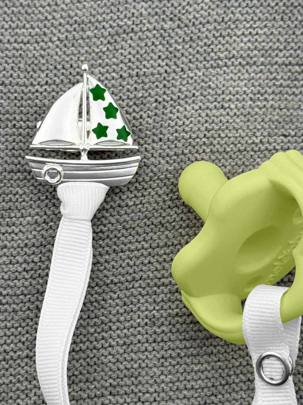 Sailboat Silver Pacifier Clip - Melonbug