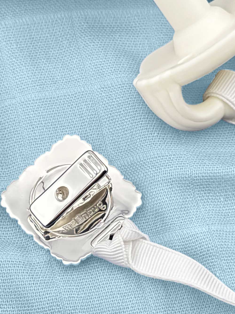 "George” Silver Pacifier Clip - Melonbug