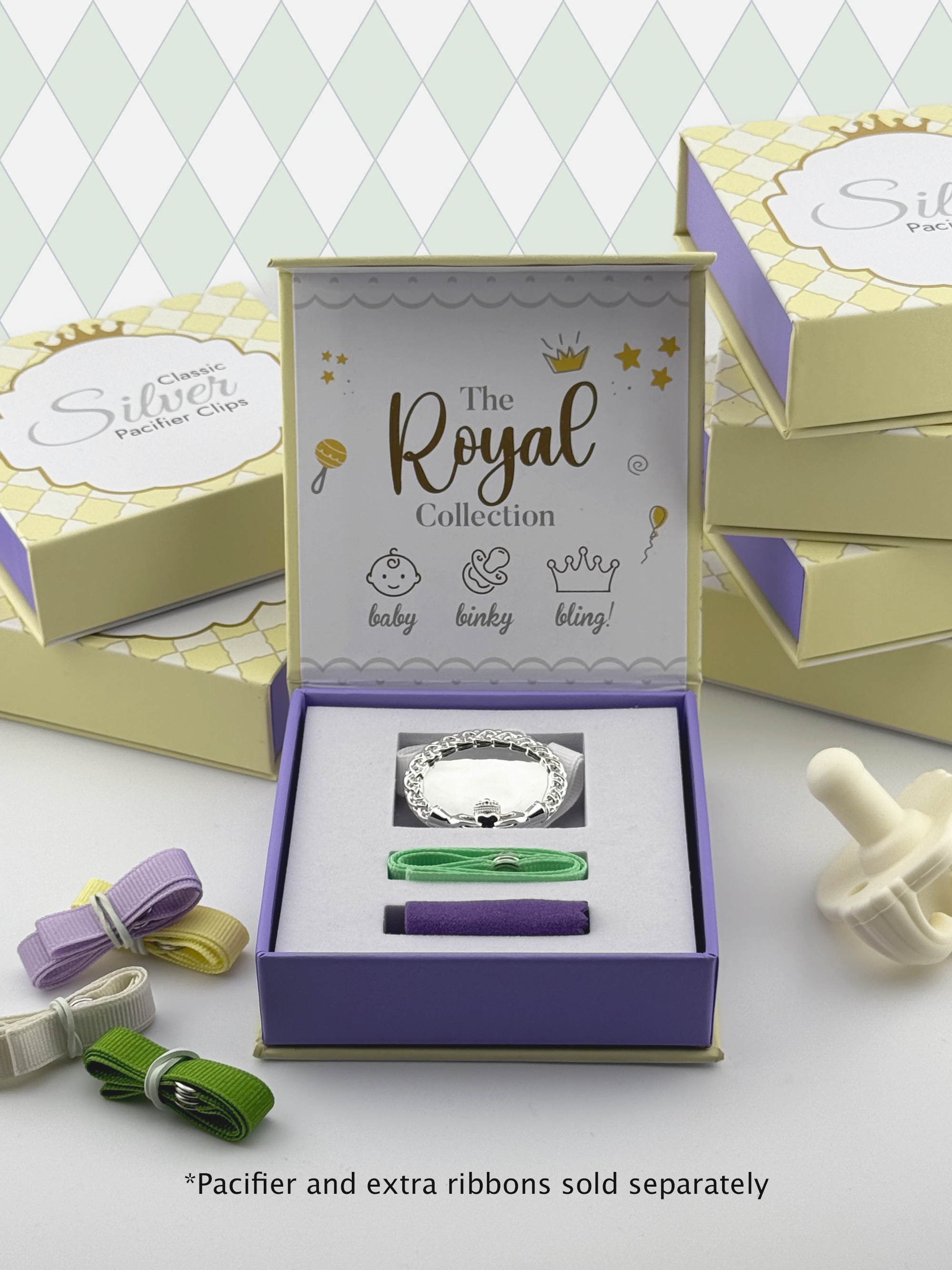 "Kate” Silver Pacifier Clip - Melonbug