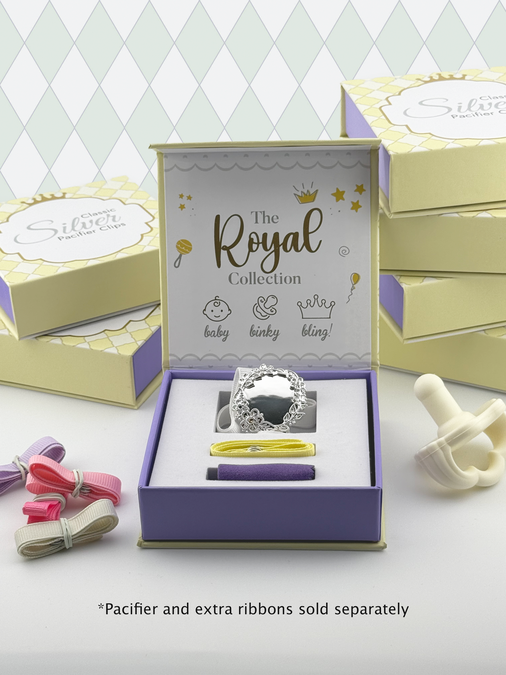 "Lilibet” Silver Pacifier Clip - Melonbug