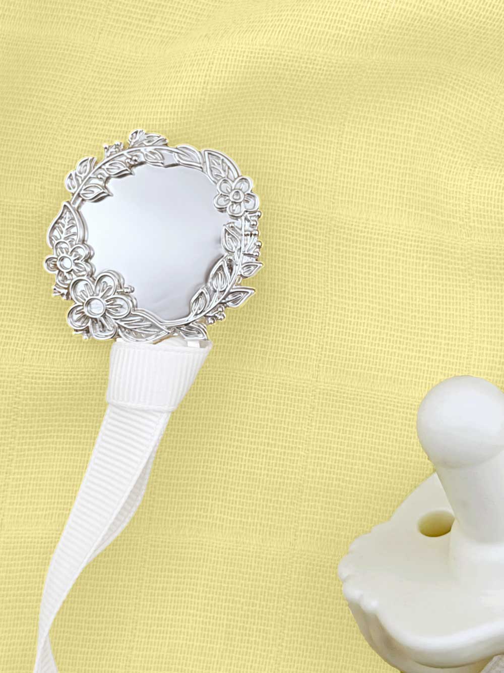 "Lilibet” Silver Pacifier Clip
