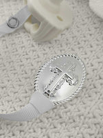 Cross Silver Pacifier Clip