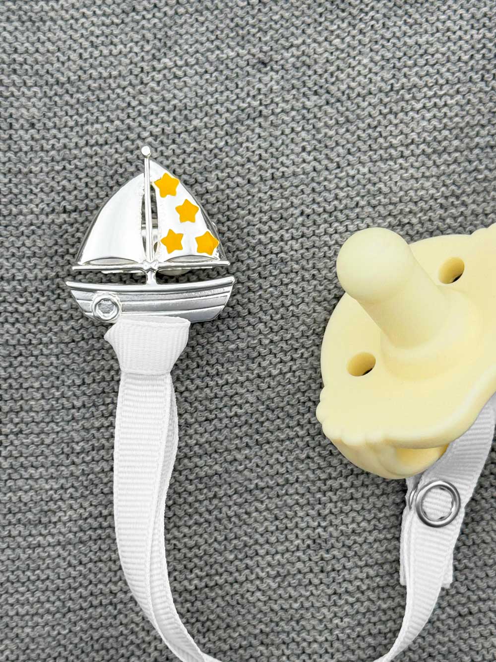 Sailboat Silver Pacifier Clip - Melonbug