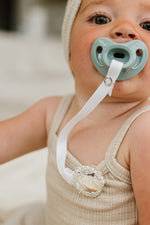 "Lilibet” Silver Pacifier Clip - Melonbug