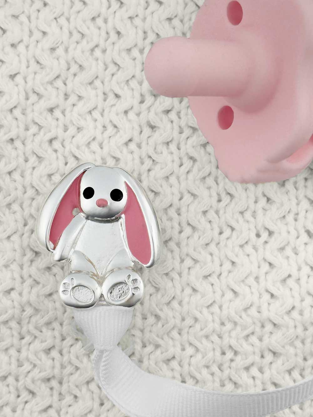 Bunny Silver Pacifier Clip