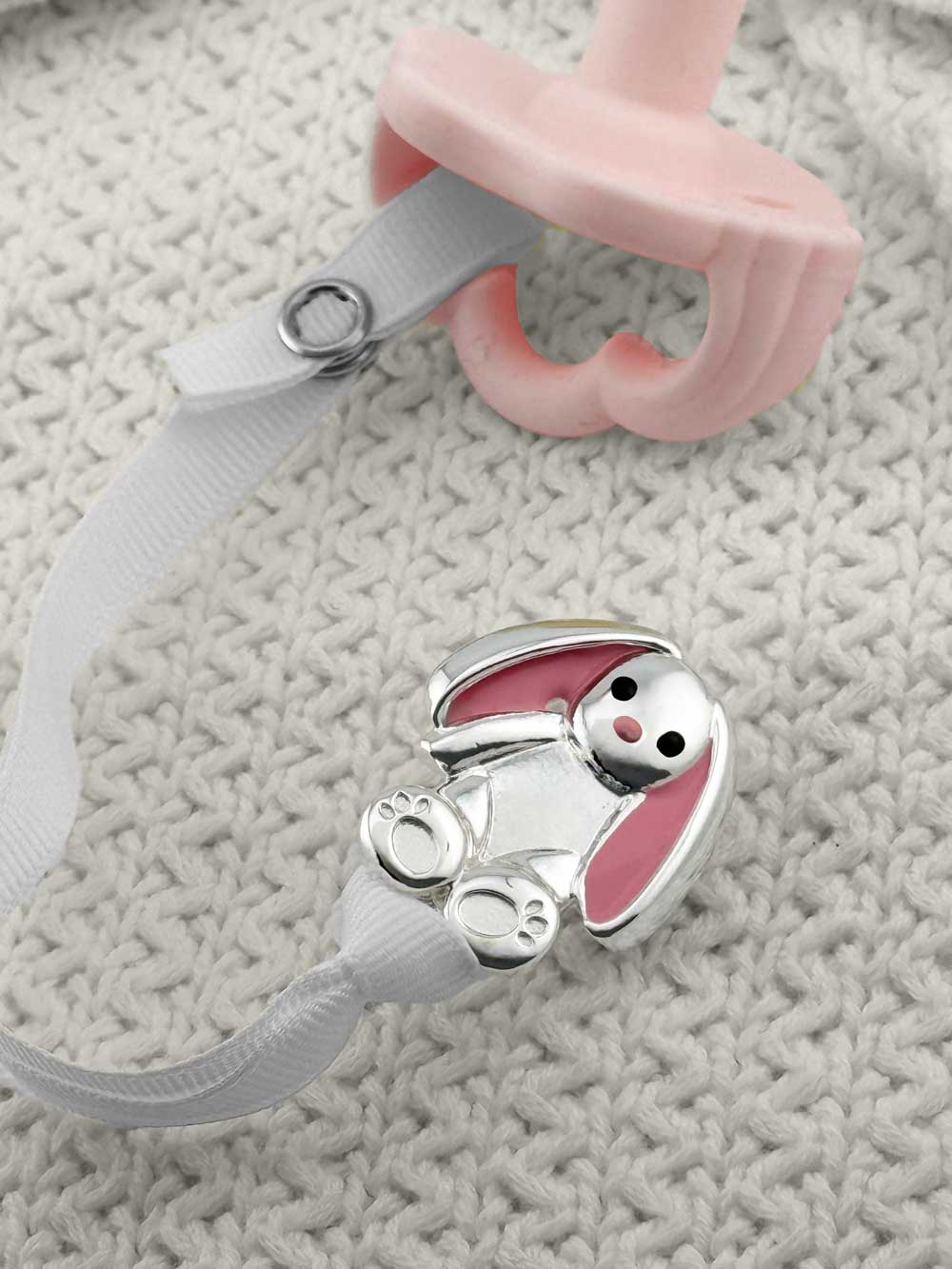 Bunny Silver Pacifier Clip - Melonbug