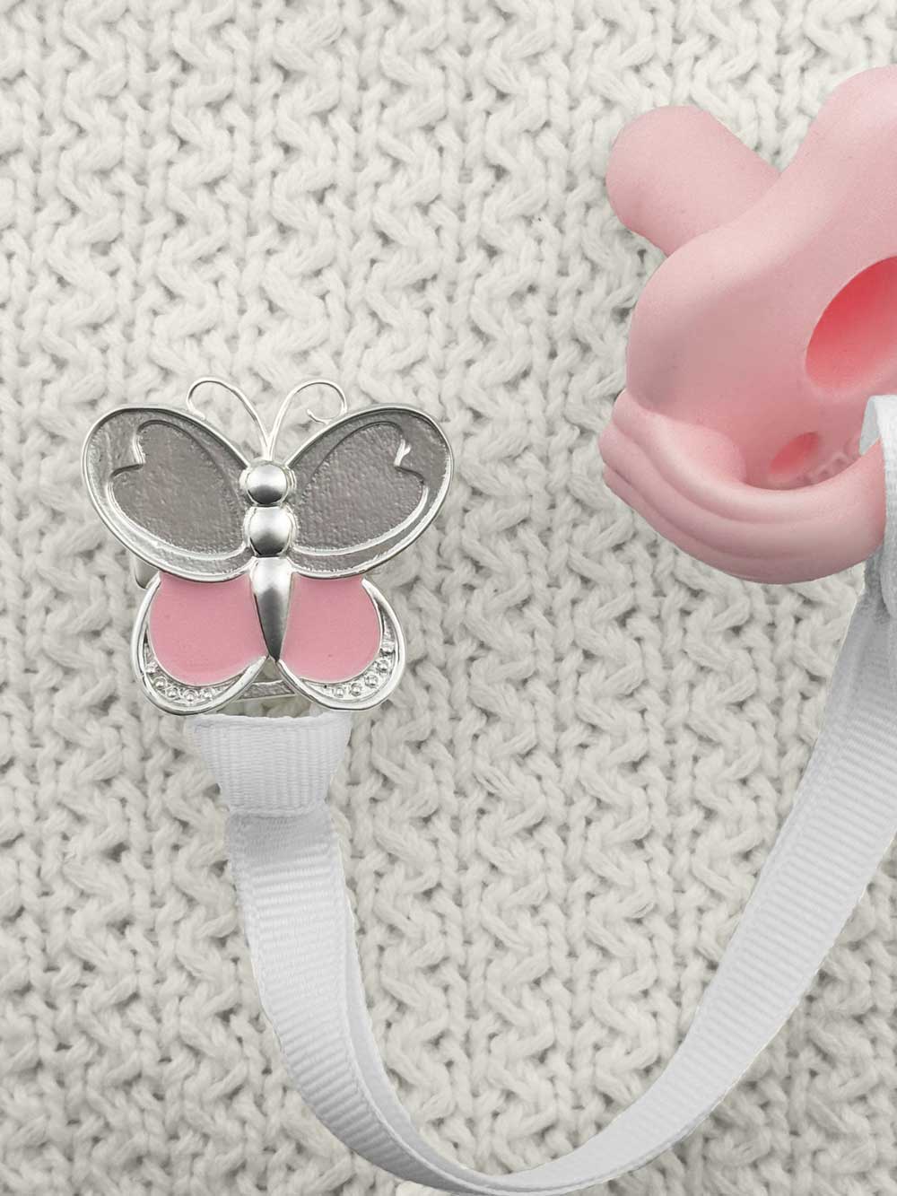 Butterfly Silver Pacifier Clip - Melonbug