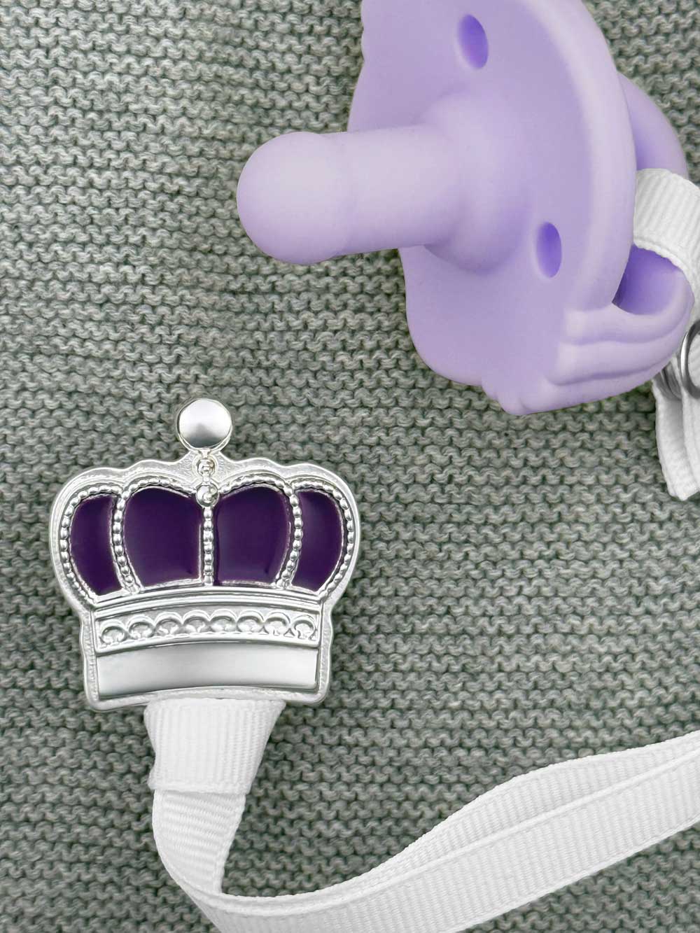 Prince Crown Silver Pacifier Clip - Melonbug
