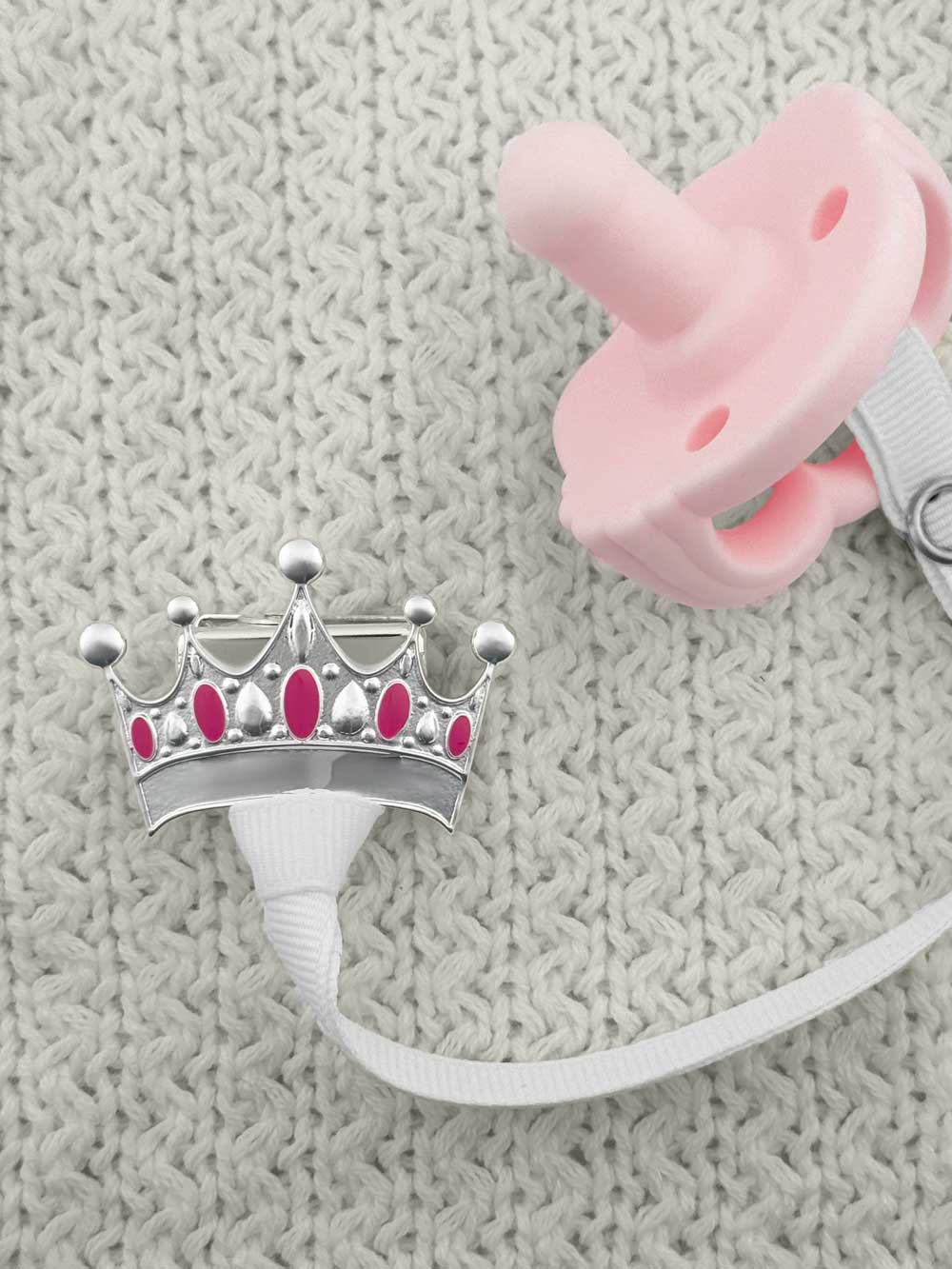 Princess Tiara Silver Pacifier Clip