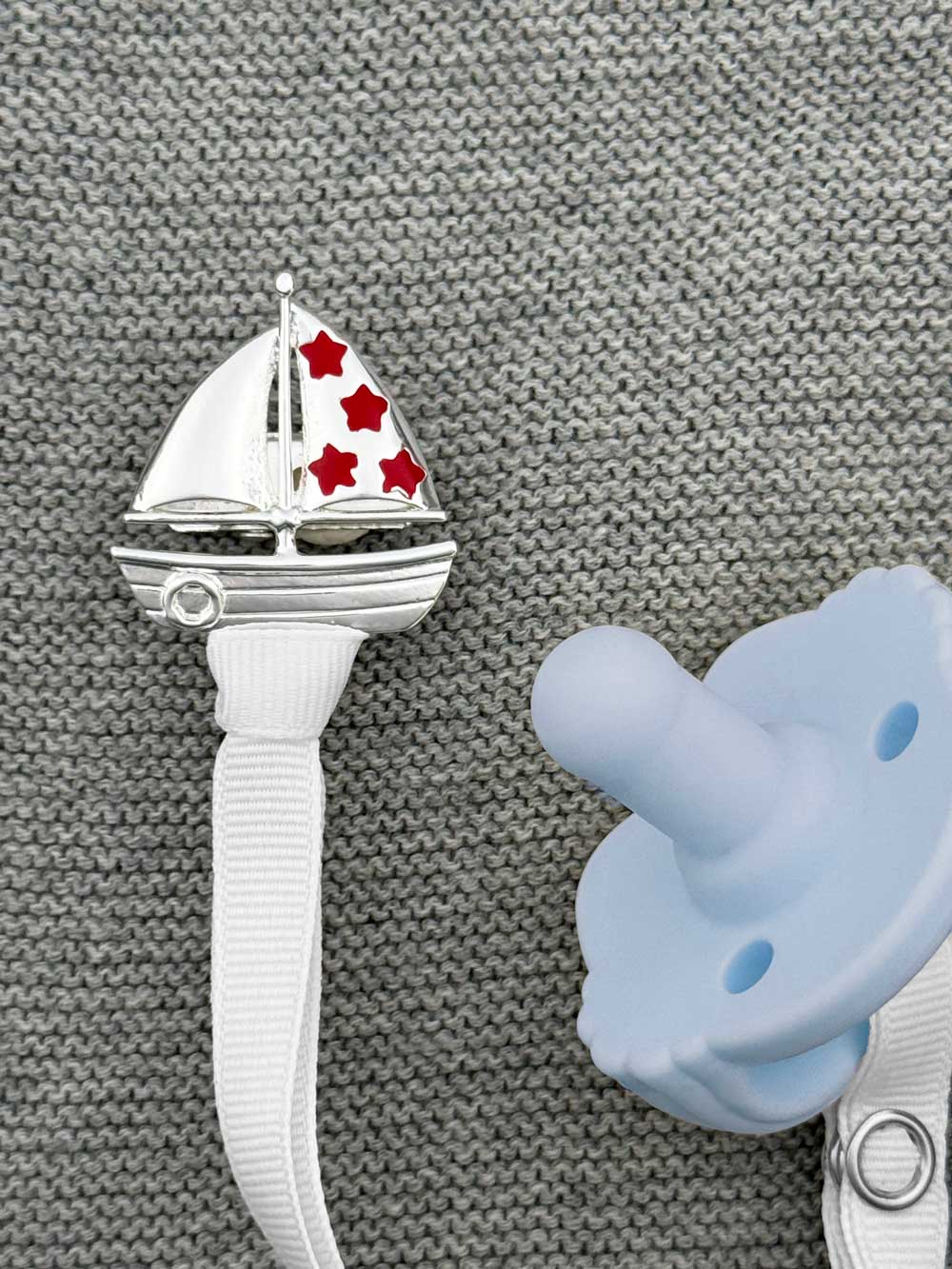 Sailboat Silver Pacifier Clip - Melonbug