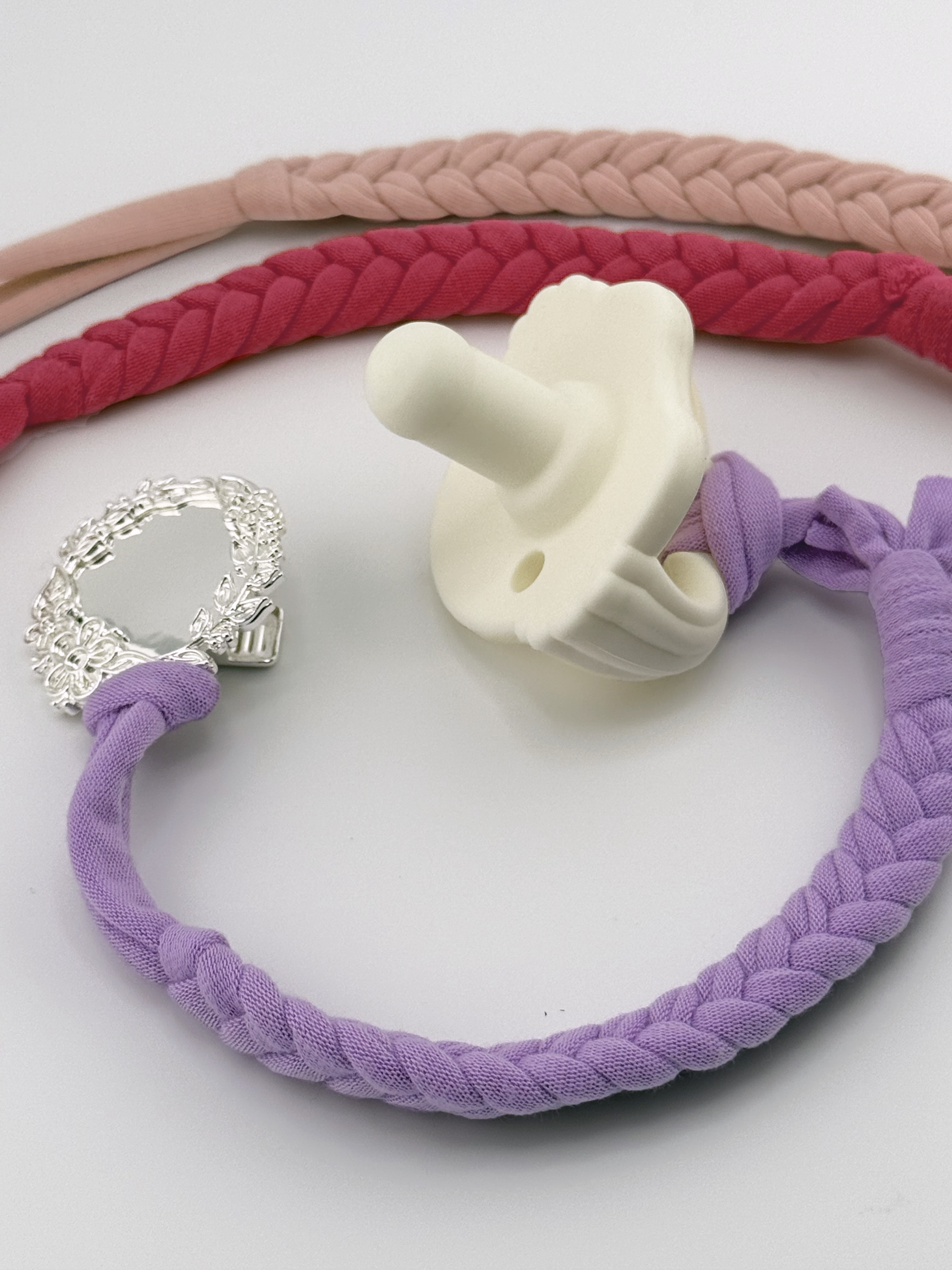 Bitty Blooms - Set of 3 Braided Cotton Pacifier Ties - Melonbug