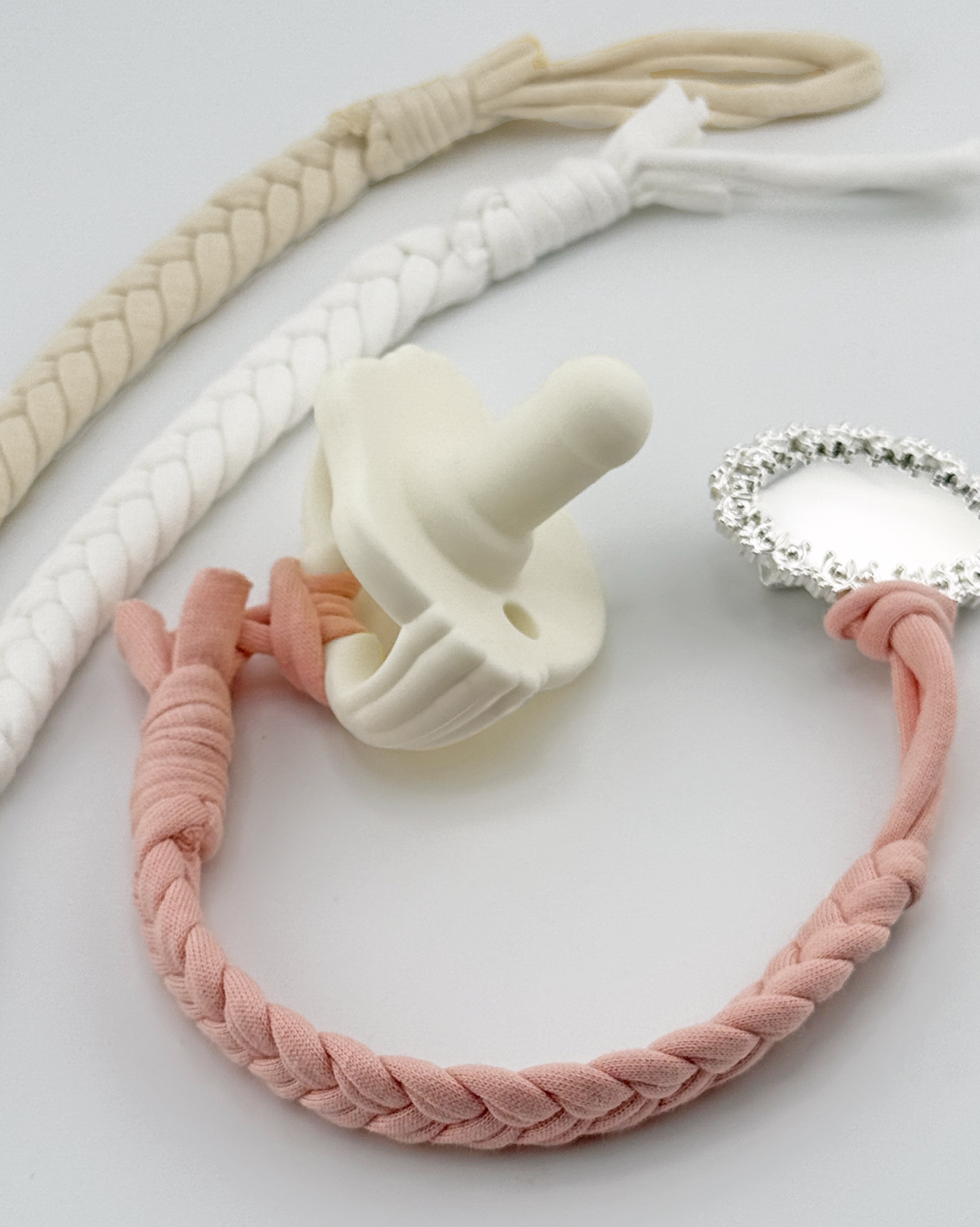 Sweetie Set - Set of 3 Braided Cotton Pacifier Ties - Melonbug