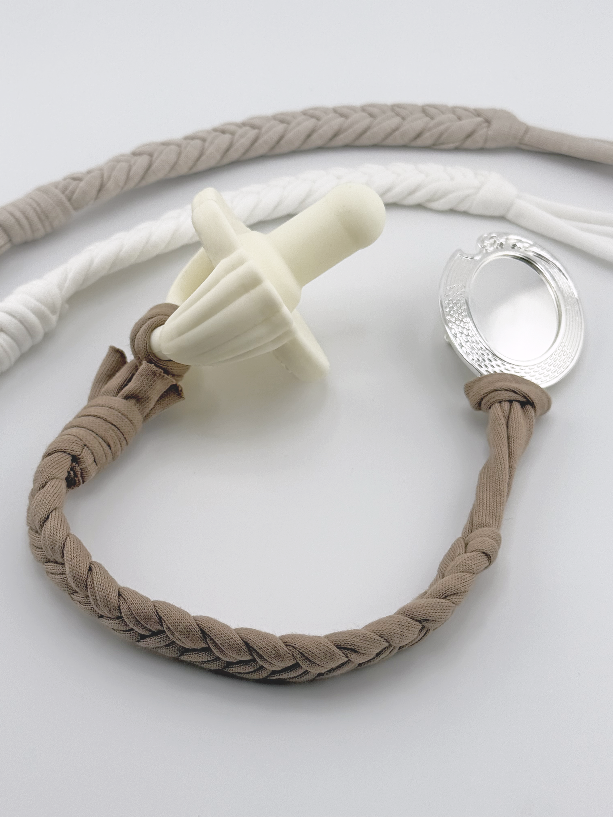 Cozy Cocoa Collection - Set of 3 Braided Cotton Pacifier Ties - Melonbug