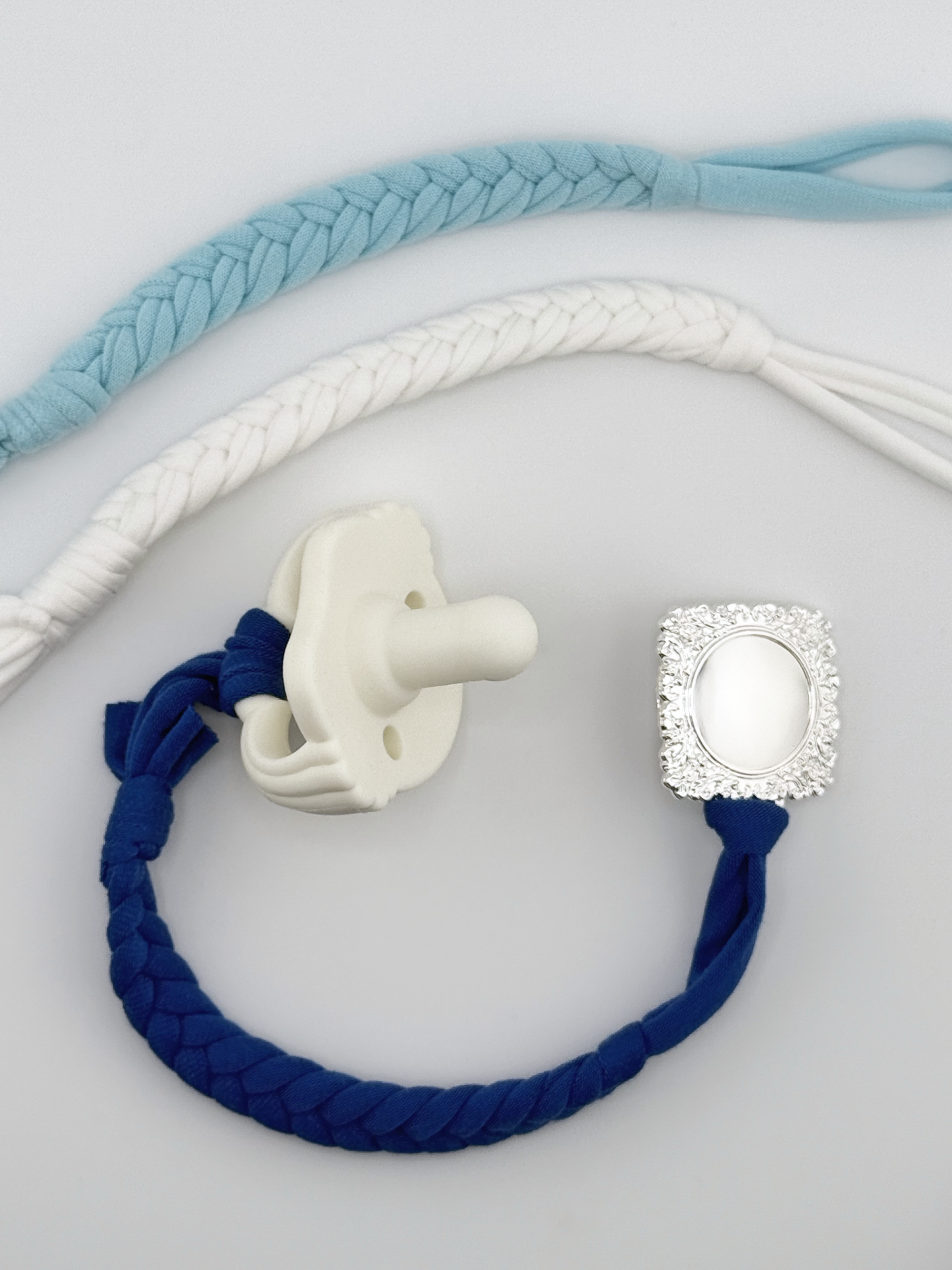 Ocean Breeze Trio - Set of 3 Braided Cotton Pacifier Ties - Melonbug
