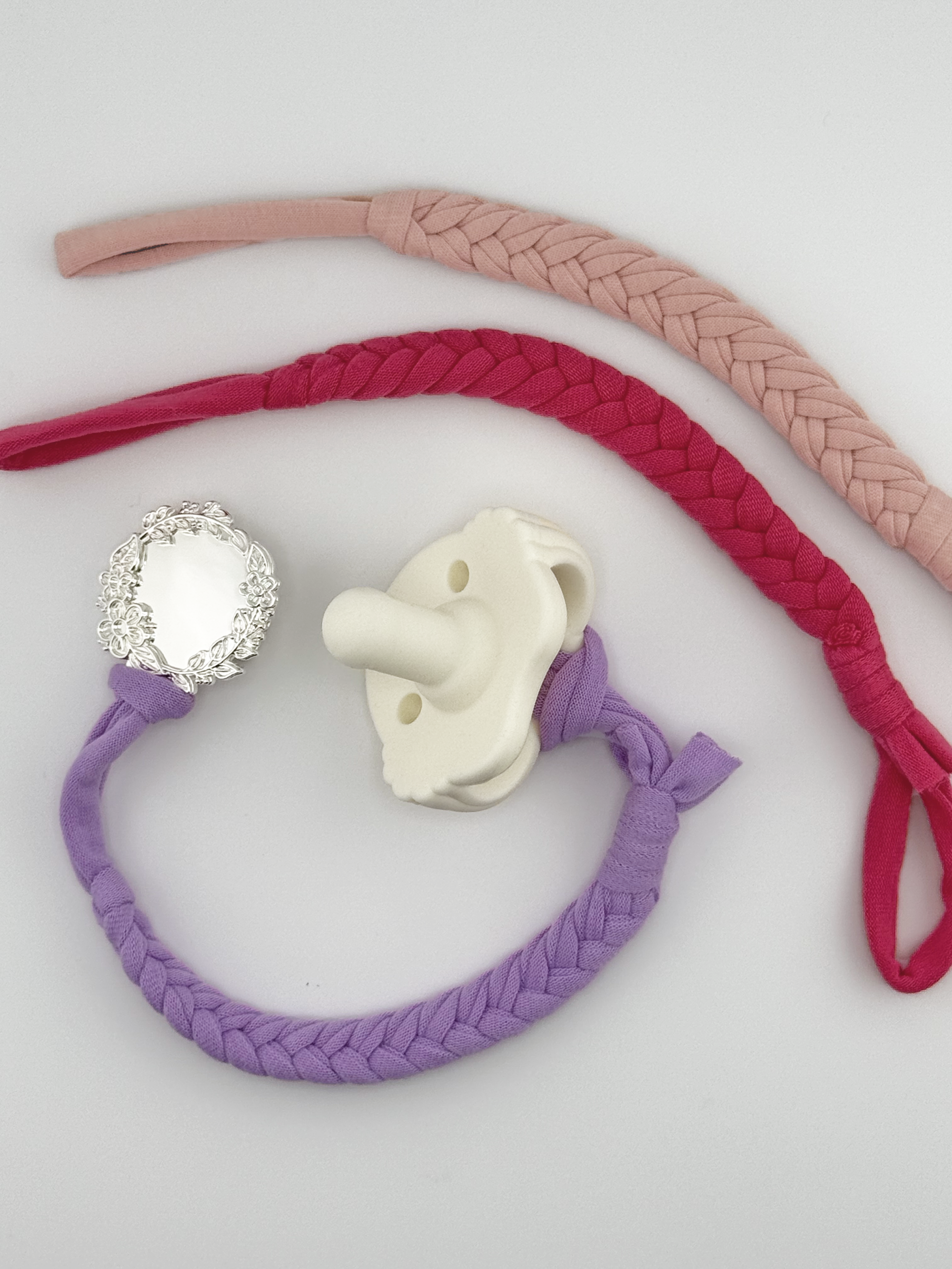 Bitty Blooms - Set of 3 Braided Cotton Pacifier Ties - Melonbug