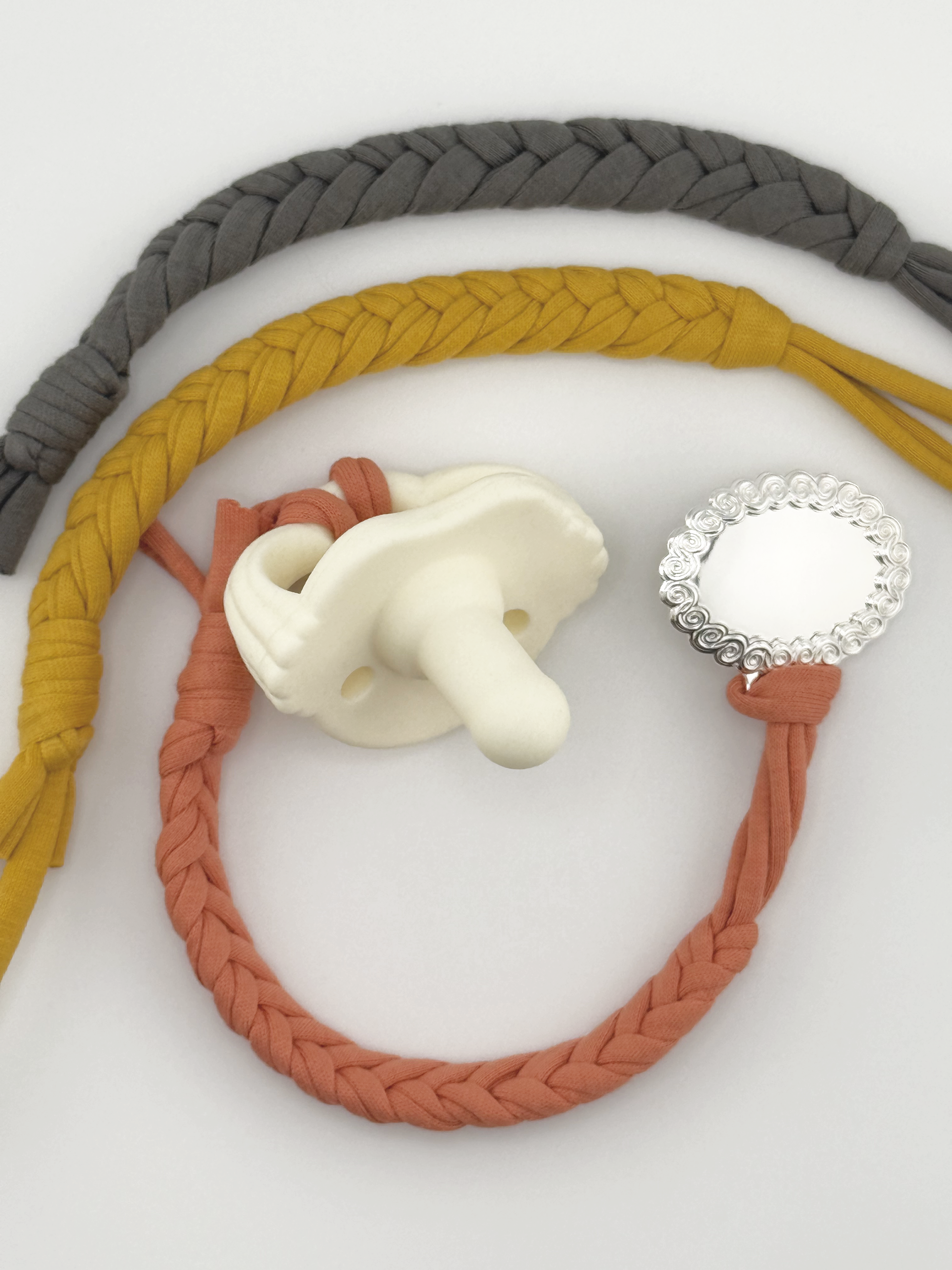 Earthy Elegance - Set of 3 Braided Cotton Pacifier Ties - Melonbug