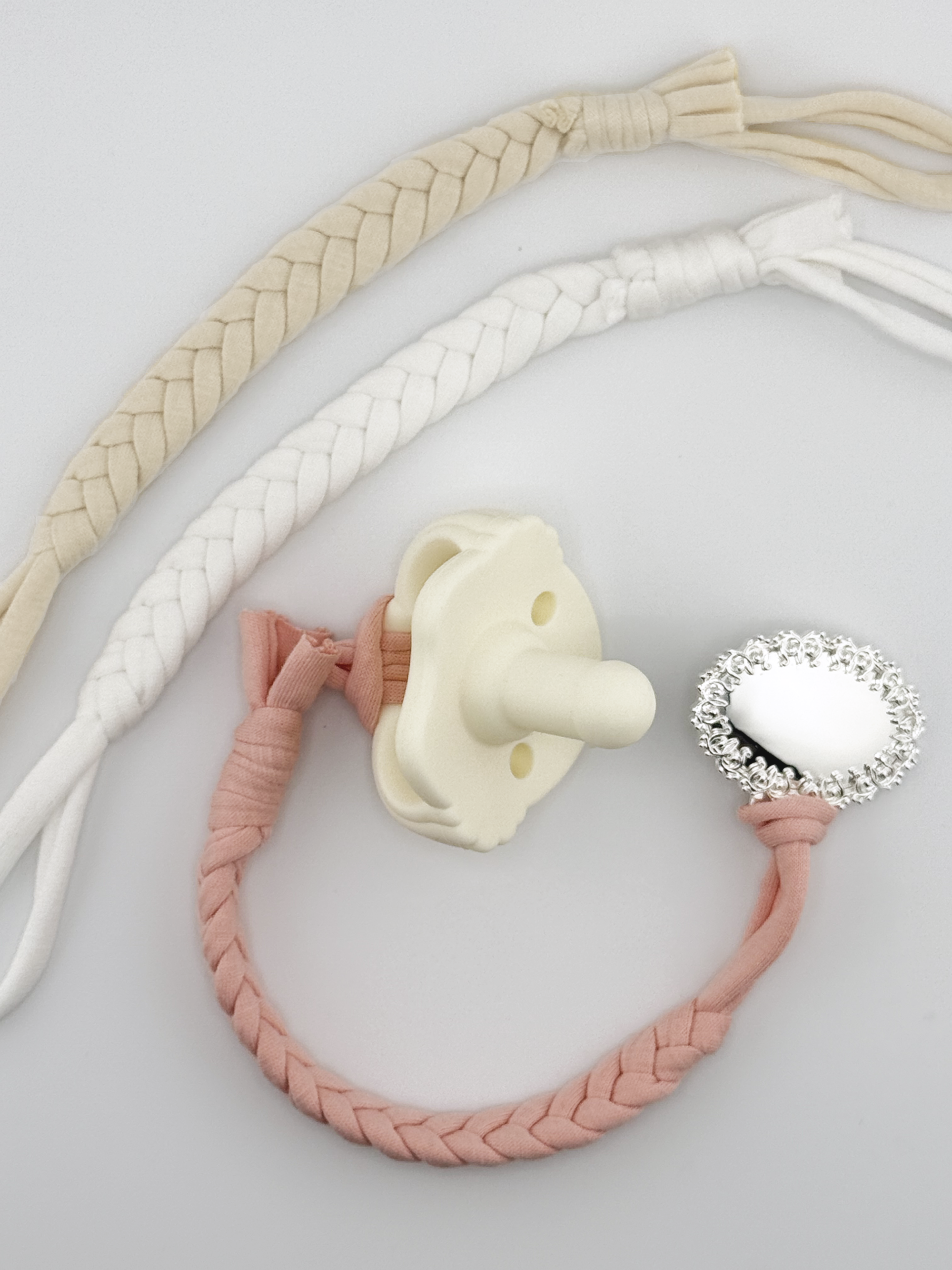 Sweetie Set - Set of 3 Braided Cotton Pacifier Ties - Melonbug