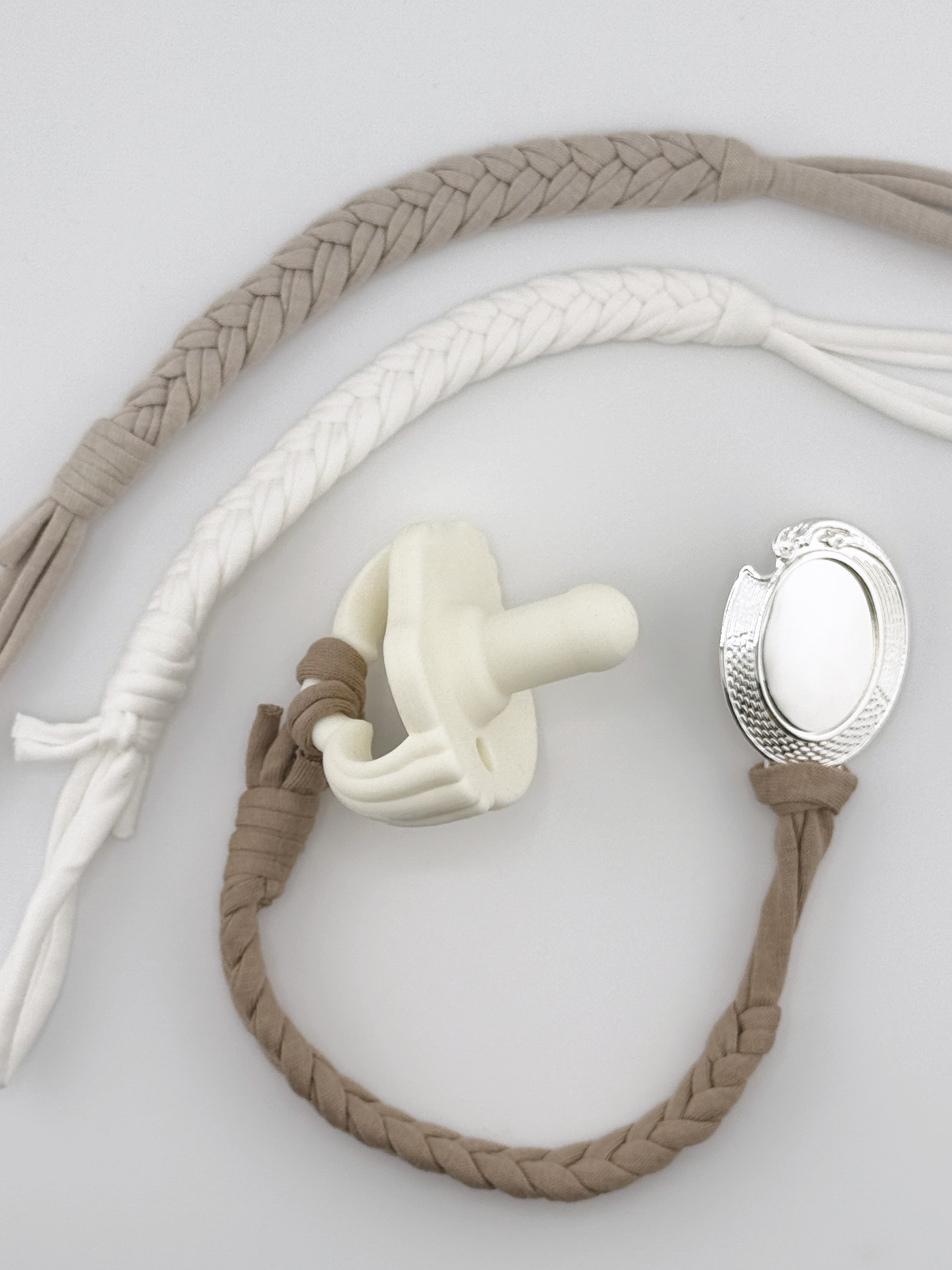 Cozy Cocoa Collection - Set of 3 Braided Cotton Pacifier Ties - Melonbug