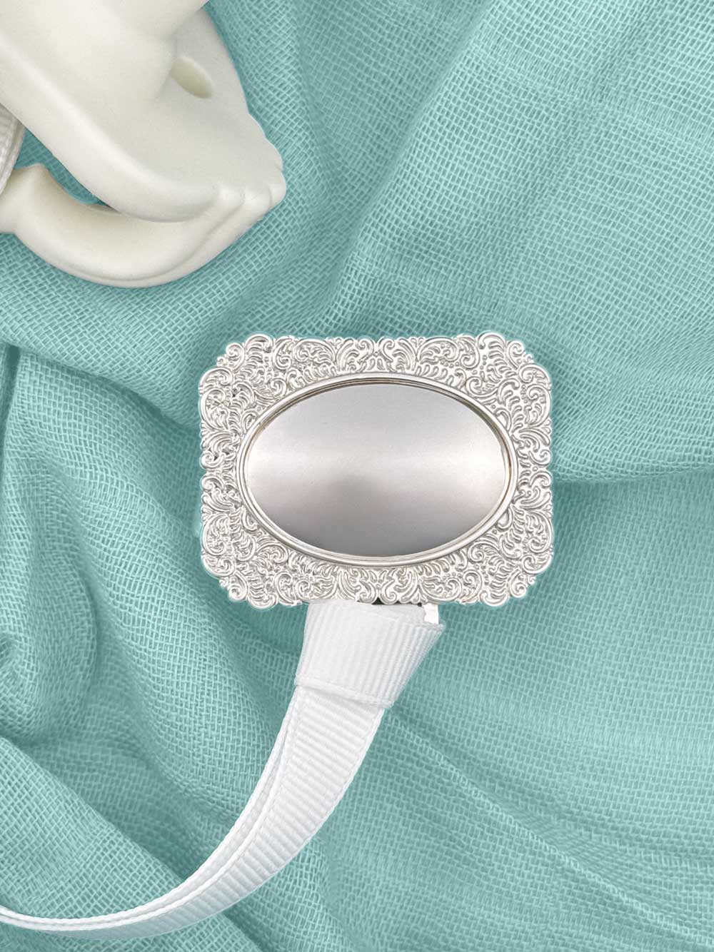 "Charles" Silver Pacifier Clip - Melonbug