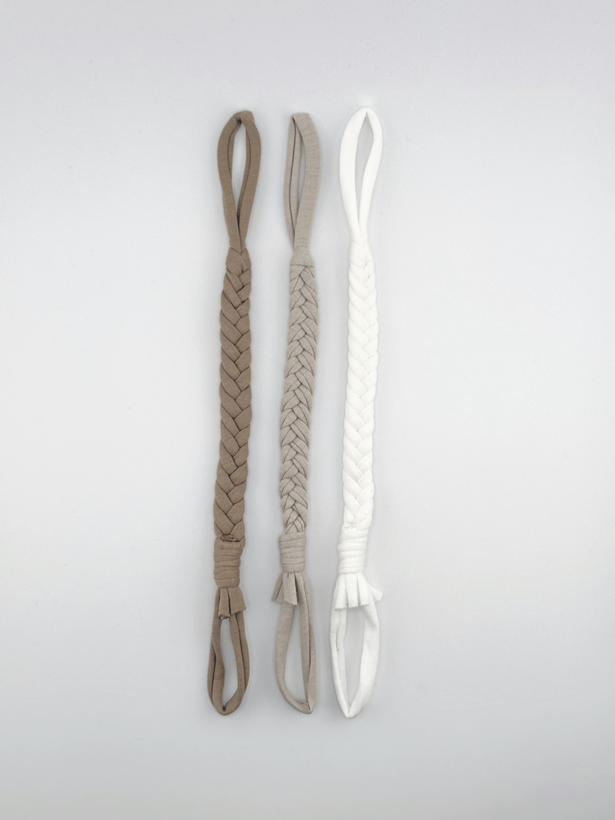 Cozy Cocoa Collection - Set of 3 Braided Cotton Pacifier Ties - Melonbug