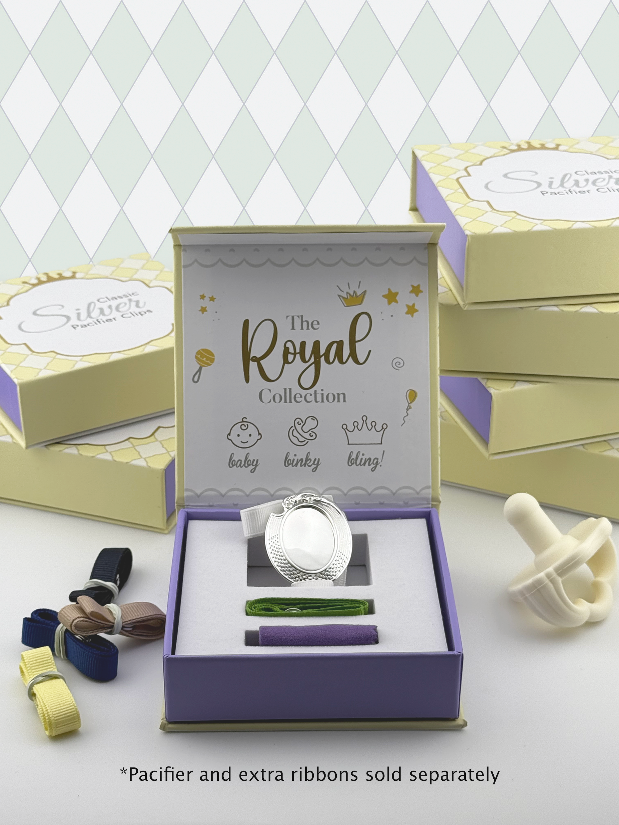 "William" Silver Pacifier Clip - Melonbug