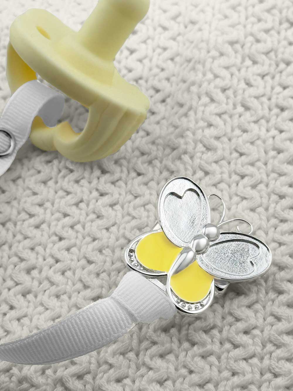 Butterfly Silver Pacifier Clip - Melonbug